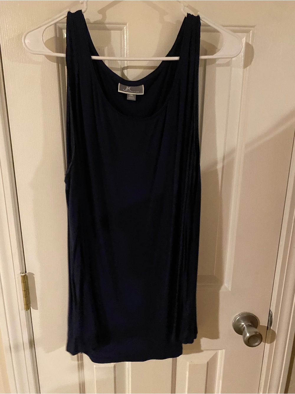 JM Collection Navy Scoop Neck Sleeveless Tank